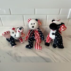 Righty, Lefty & Spangle Ty Beanie Babies